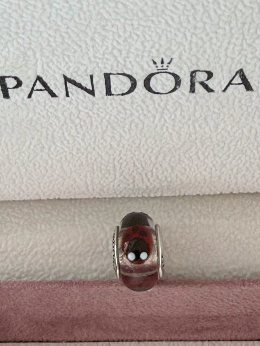 Pandora Red and Black Ladybug Glass Charm